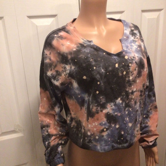 Urban Rebel Juniors Galaxy Tie Dye Cropped Oversized Sweatshirt Size Medium - Picture 5 of 8